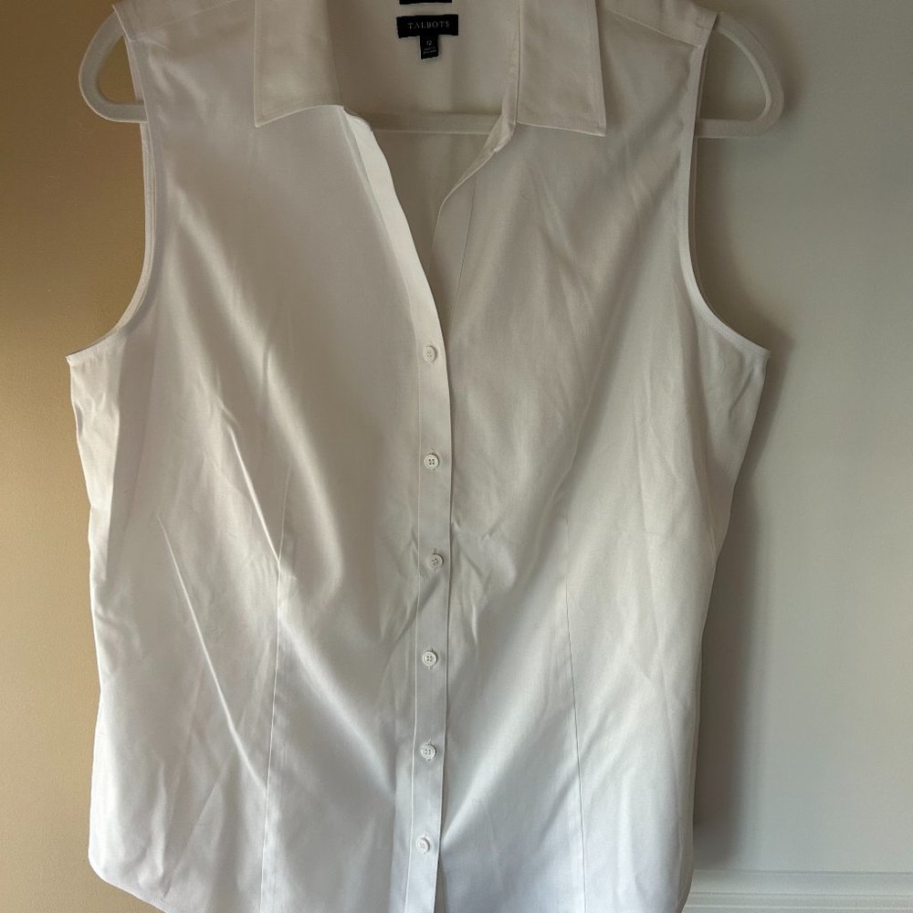 Talbot's sleeveless white button down